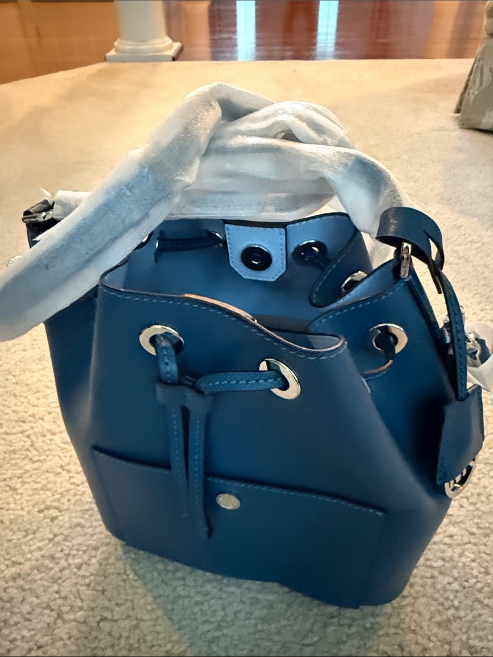 NWT Michael Kors Blue Greenwich Bucket Bag Small